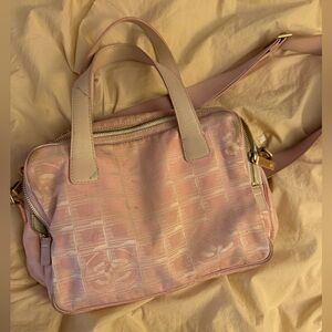 Chanel New Travel Line CC
Nylon 2-Way Messenger Bag in
Pink